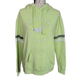 Hollister Ladies Size Medium Lime Green White Bird Logo Hoodie